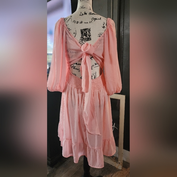 Elegant Pink Chiffon Dress - Picture 8 of 10
